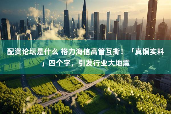 配资论坛是什么 格力海信高管互撕！「真铜实料」四个字，引发行业大地震